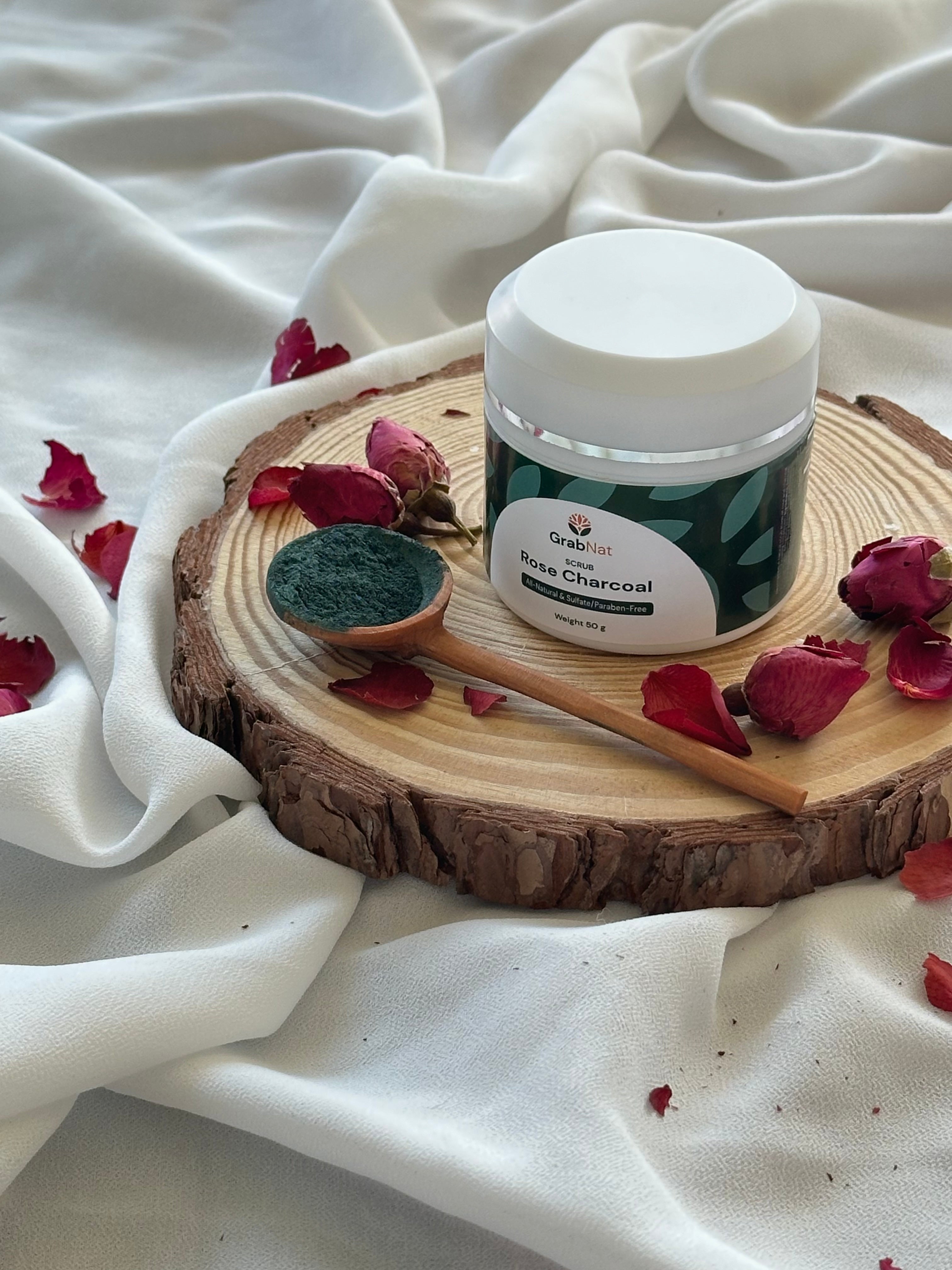 Rose Charcoal Natural Exfoliating Face Scrub 50g