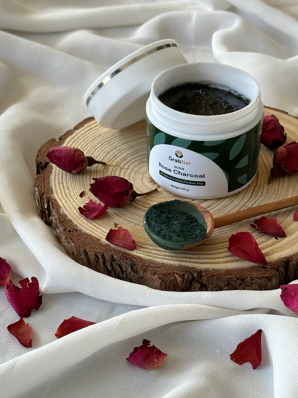 Rose Charcoal Natural Exfoliating Face Scrub 50g