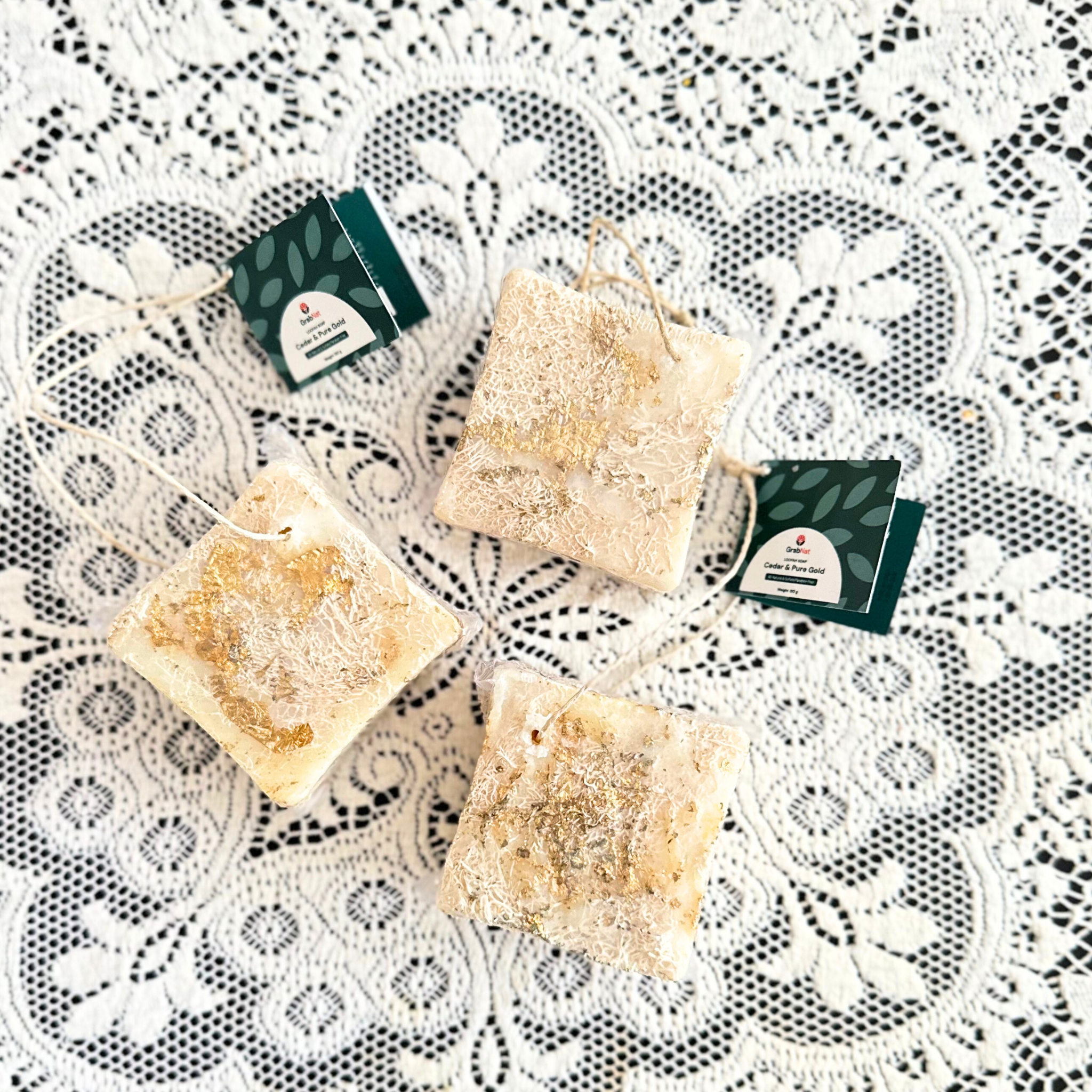 Cedar Wood & Pure Gold Natural Handmade  Loofah Soap 100g [1 pc]